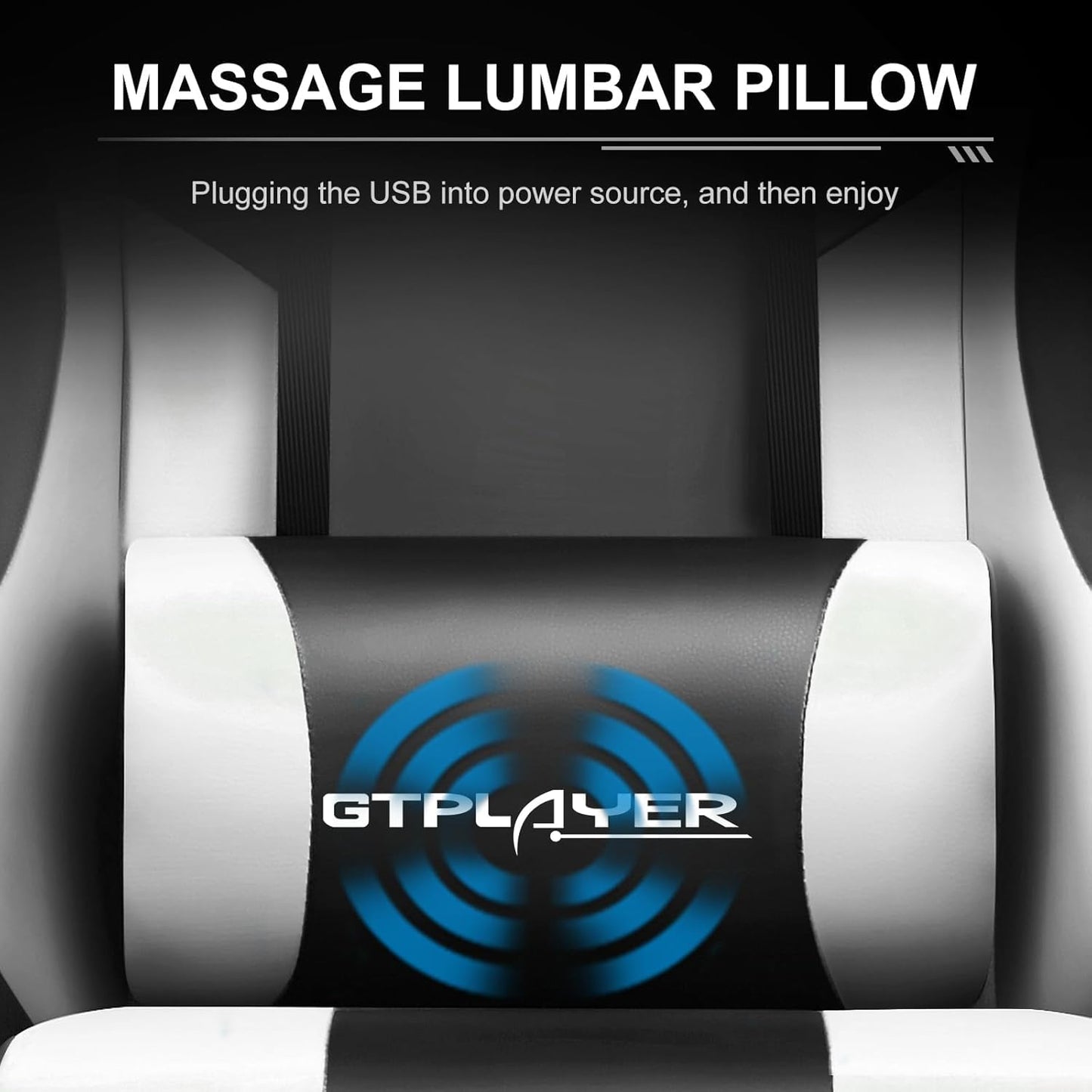 GTPLAYER Gaming Chair, Computer Chair with Footrest and Lumbar Support, Height Adjustable Game Chair with 360°-Swivel Seat and Headrest and for Office or Gaming