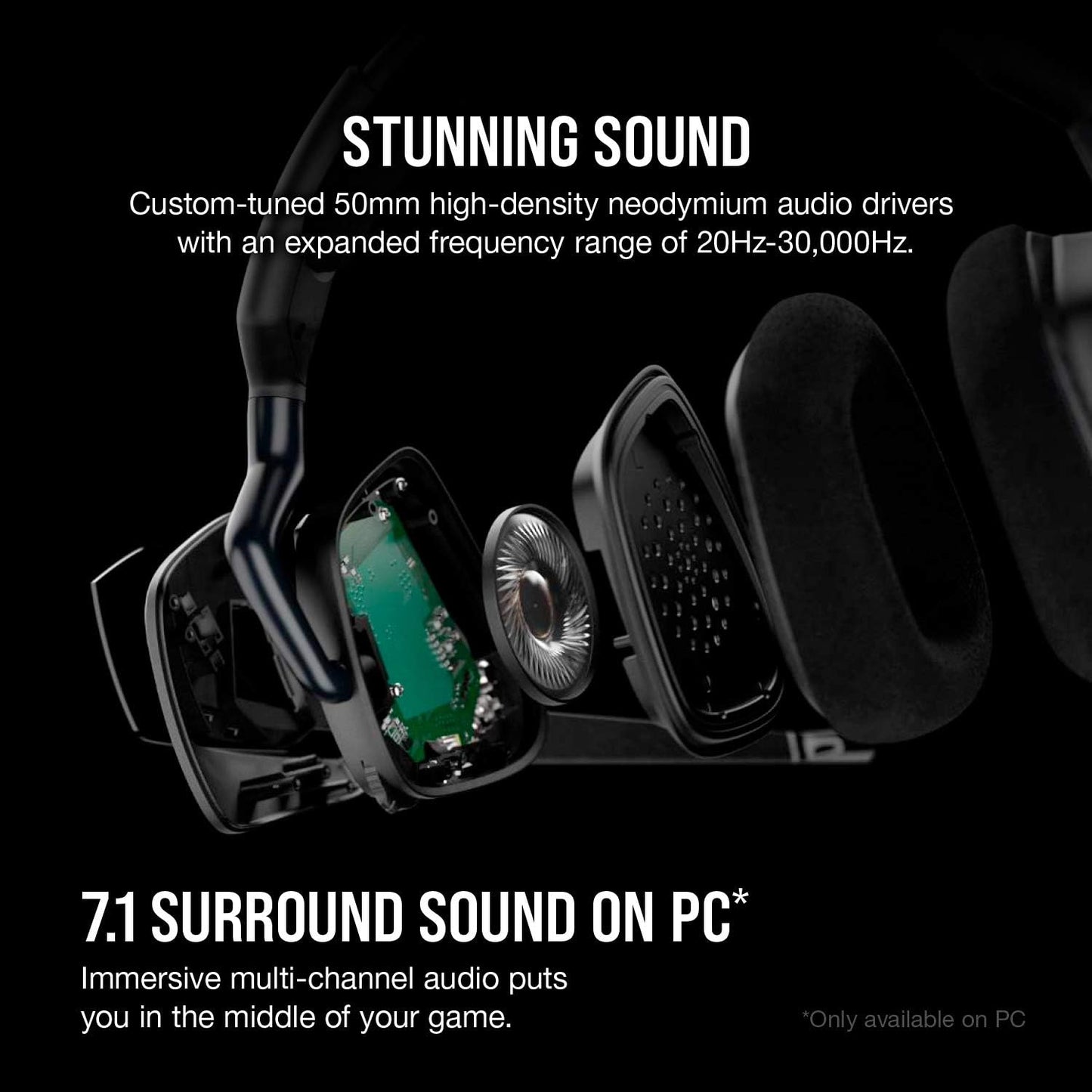 CORSAIR VOID RGB ELITE Wireless Gaming Headset – 7.1 Surround Sound – Omni-Directional Microphone – Microfiber Mesh Earpads – Up to 40ft Range – iCUE Compatible