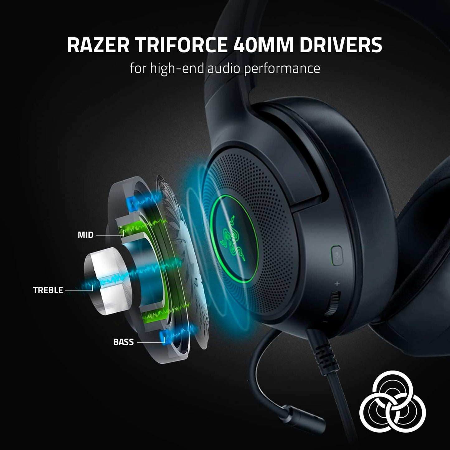 Razer Kraken V3 X Wired USB Gaming Headset: Lightweight Build - Triforce 40mm Drivers - HyperClear Cardioid Mic - 7.1 Surround Sound - Chroma RGB Lighting