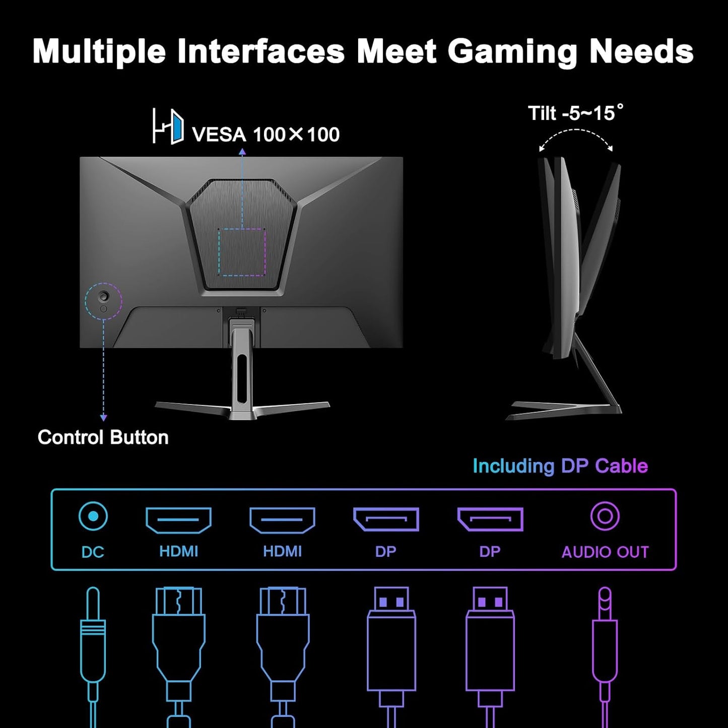 SANSUI 27 Inch WQHD 2560 x 1440 IPS Gaming Monitor, 180Hz 1ms Computer Monitor, DP 1.2 x2 | HDMI 2.0 x2 (DP Cable Included)