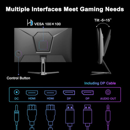 SANSUI 27 Inch WQHD 2560 x 1440 IPS Gaming Monitor, 180Hz 1ms Computer Monitor, DP 1.2 x2 | HDMI 2.0 x2 (DP Cable Included)