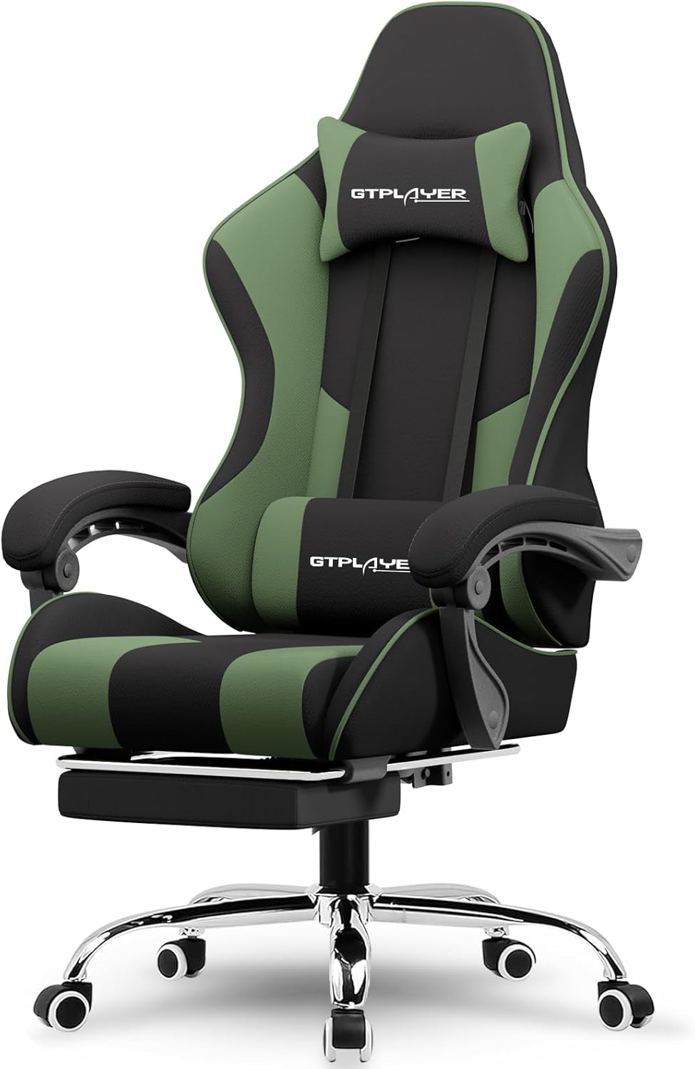 GTPLAYER Gaming Chair, Computer Chair with Footrest and Lumbar Support, Height Adjustable Game Chair with 360°-Swivel Seat and Headrest and for Office or Gaming