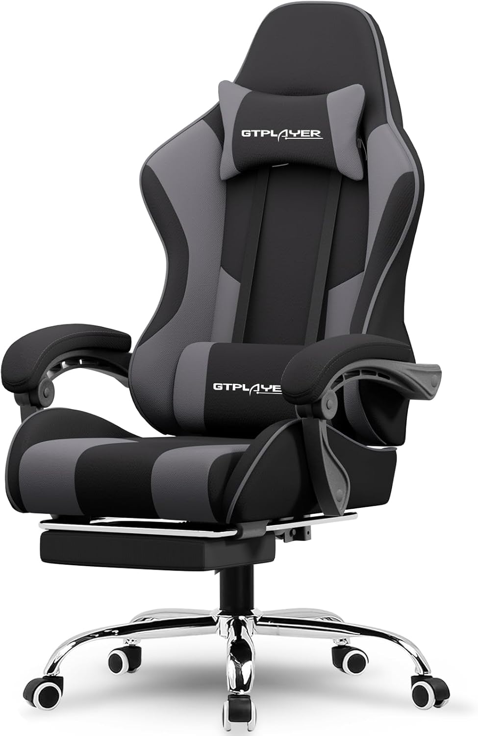 GTPLAYER Gaming Chair, Computer Chair with Footrest and Lumbar Support, Height Adjustable Game Chair with 360°-Swivel Seat and Headrest and for Office or Gaming