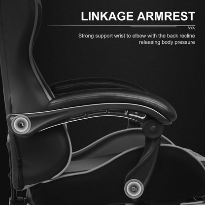 GTPLAYER Gaming Chair, Computer Chair with Footrest and Lumbar Support, Height Adjustable Game Chair with 360°-Swivel Seat and Headrest and for Office or Gaming