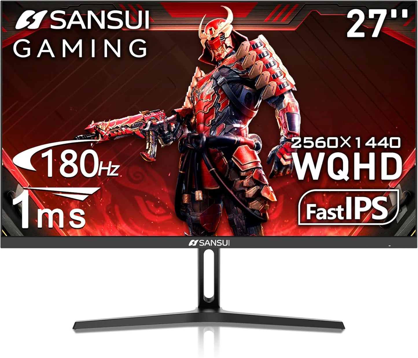 SANSUI 27 Inch WQHD 2560 x 1440 IPS Gaming Monitor, 180Hz 1ms Computer Monitor, DP 1.2 x2 | HDMI 2.0 x2 (DP Cable Included)