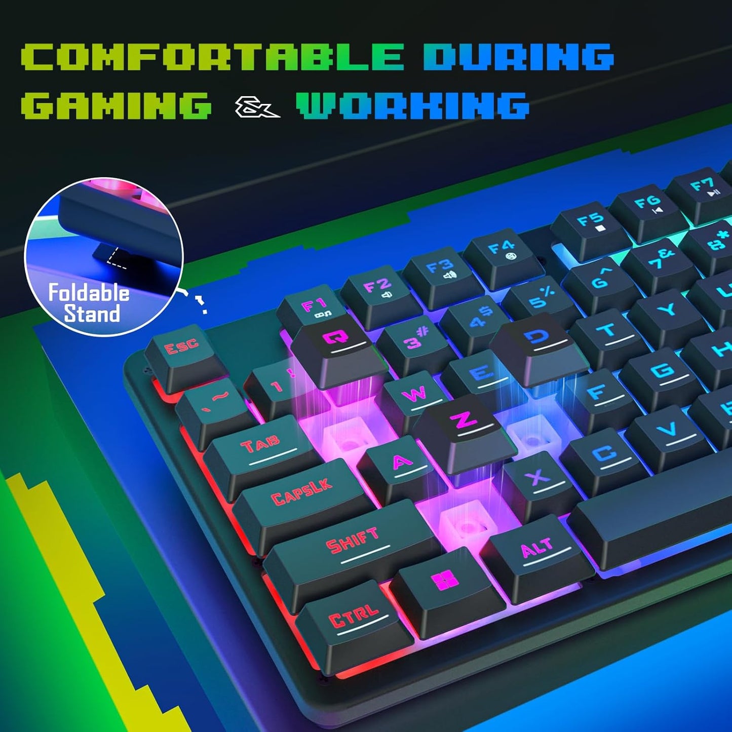 Redragon Updated S107 Gaming Keyboard and Mouse, RGB Gaming Keyboard and 10000 DPI Mouse Combo with 25-Key Anti-Ghosting
