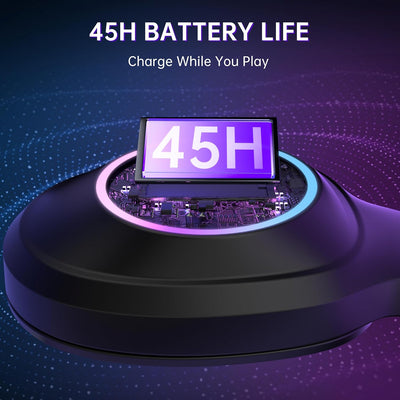 AOC Wireless Gaming Headset Compatible with PS5/4, Nintendo Switch, PC, Bluetooth 5.4 & 2.4GHz Gaming Headphones with Noise Canceling Mic, RGB, Type-C, 20ms Latency, 45H, 7.1 Virtual Surround- Black