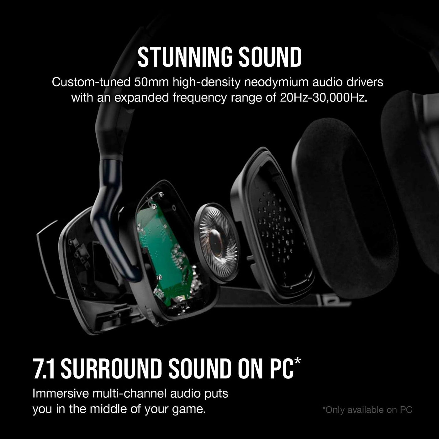 CORSAIR VOID RGB ELITE Wireless Gaming Headset – 7.1 Surround Sound – Omni-Directional Microphone – Microfiber Mesh Earpads – Up to 40ft Range – iCUE Compatible