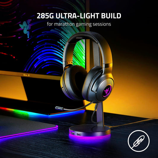 Razer Kraken V3 X Wired USB Gaming Headset: Lightweight Build - Triforce 40mm Drivers - HyperClear Cardioid Mic - 7.1 Surround Sound - Chroma RGB Lighting