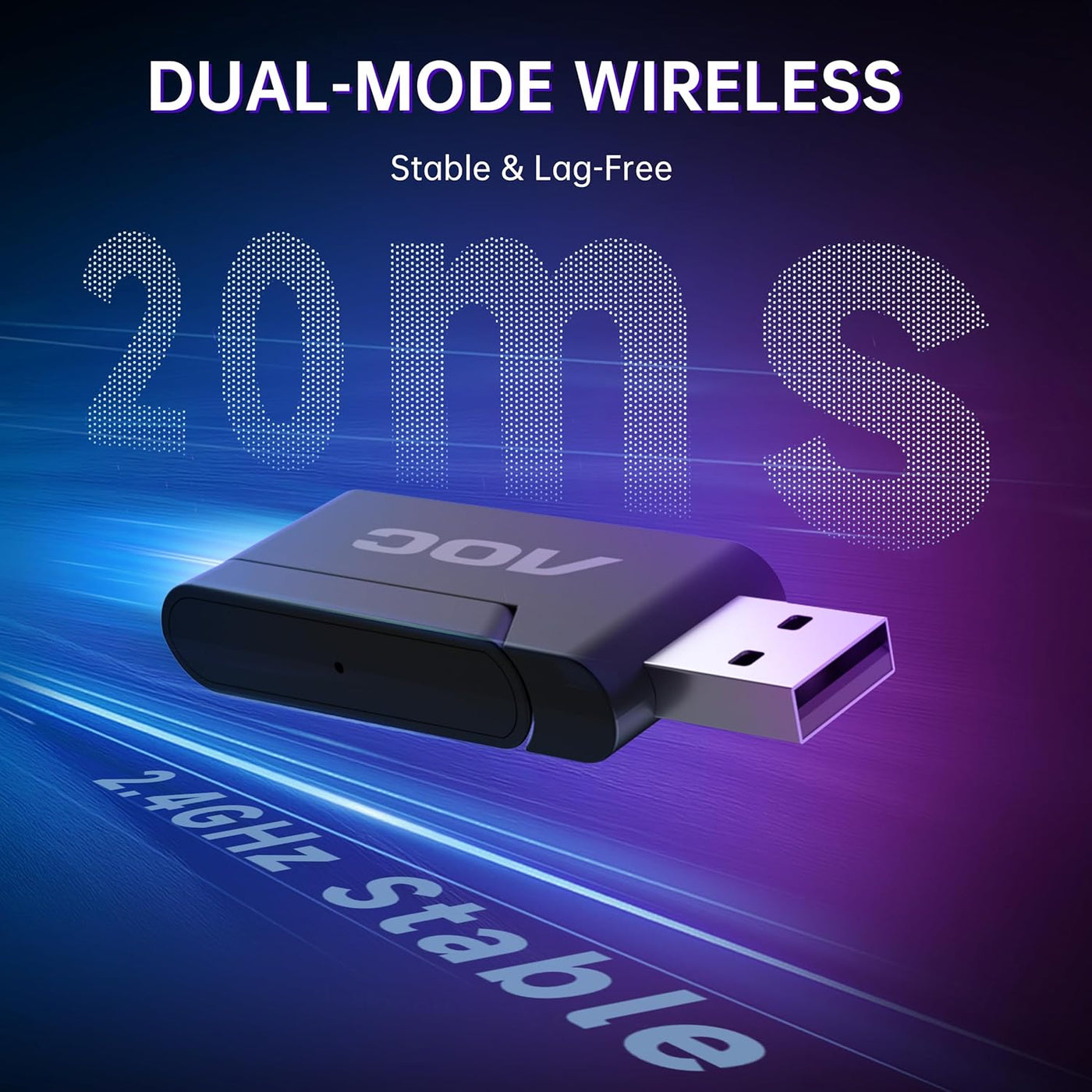 AOC Wireless Gaming Headset Compatible with PS5/4, Nintendo Switch, PC, Bluetooth 5.4 & 2.4GHz Gaming Headphones with Noise Canceling Mic, RGB, Type-C, 20ms Latency, 45H, 7.1 Virtual Surround- Black