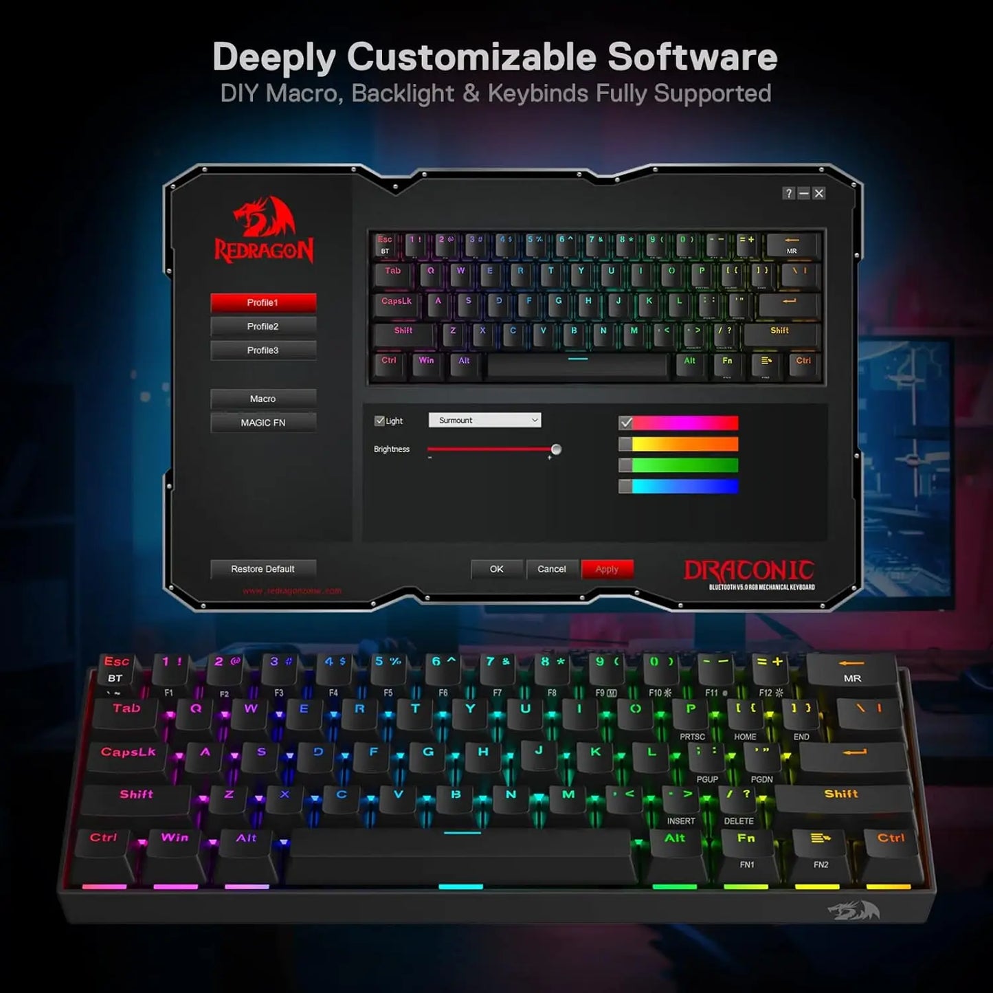 K530 Pro Draconic Wireless RGB 3-Mode Mechanical Keyboard